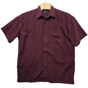 Marc Edwards Mens 2XLT Burgundy Tonal‎ Stripe Short Sleeve Button Down Shirt